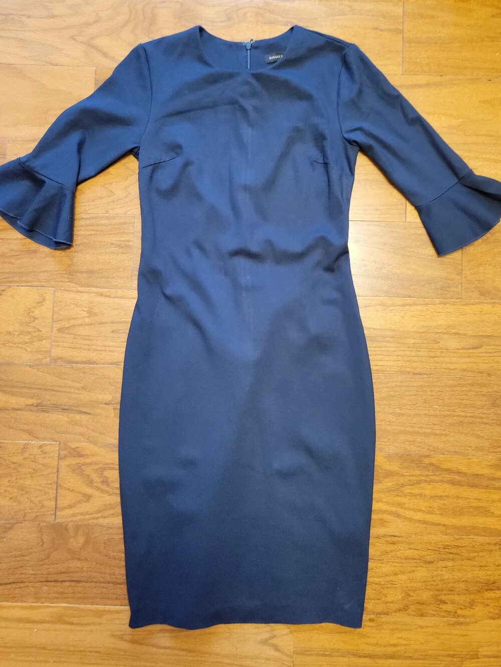 Banana Republic Navy Midi Sheath Dress with Fluted Sleeves 2